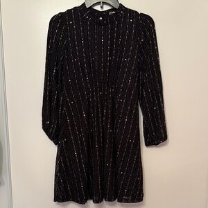 Hayden Girls Formal Black Dress with Gold Accents